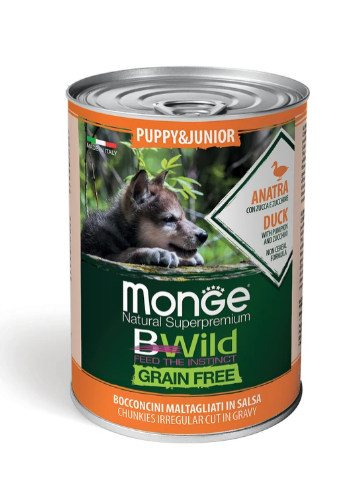 MongeDog BWild GRAIN FREE Puppy&Junior с уткой 400г